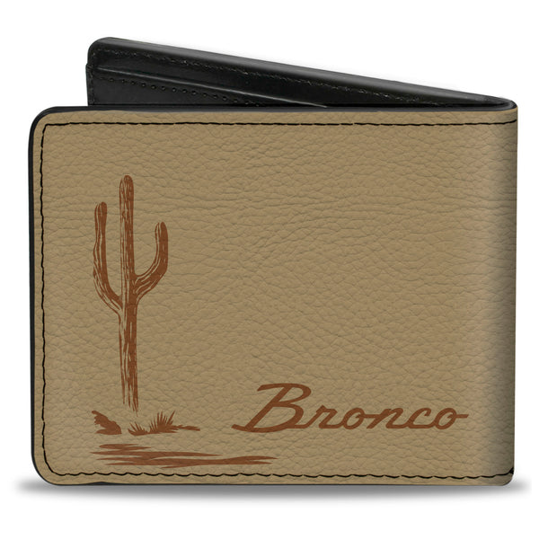Buckle-Down Bi-Fold Wallet - Ford Bucking Bronco Desert Scene And Logo Browns