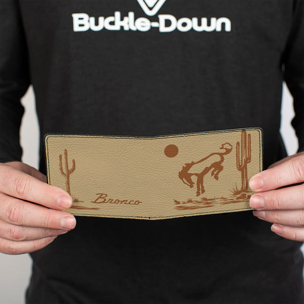 Buckle-Down Bi-Fold Wallet - Ford Bucking Bronco Desert Scene And Logo Browns