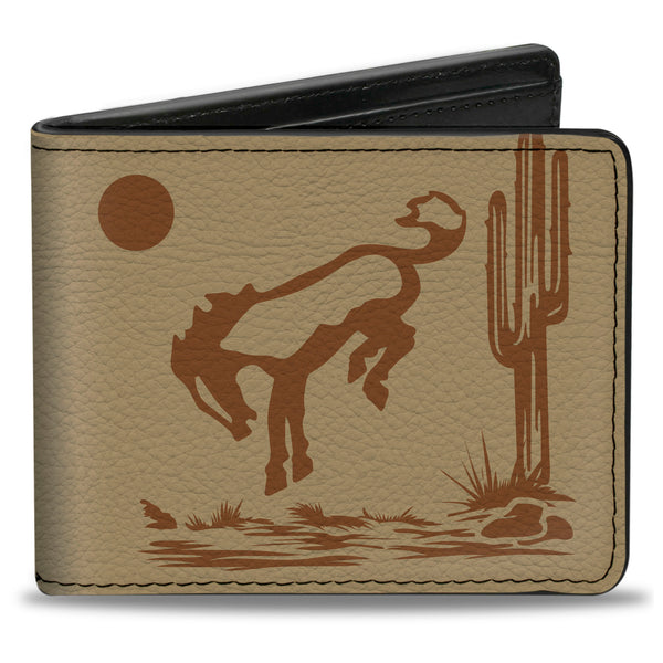 Buckle-Down Bi-Fold Wallet - Ford Bucking Bronco Desert Scene and Logo Browns