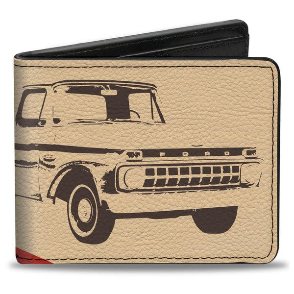 Buckle-Down Bi-Fold Wallet - Ford F-100 Truck Stripe Beige/Rainbow