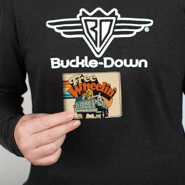 Buckle-Down Bi-Fold Wallet - Ford Trucks FREE WHEELIN Bronco Scene Beige/Multi Color