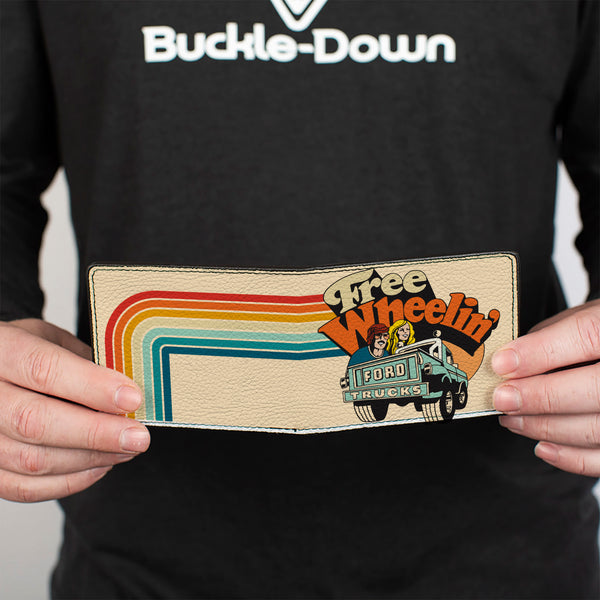 Buckle-Down Bi-Fold Wallet - Ford Trucks FREE WHEELIN Bronco Scene Beige/Multi Color