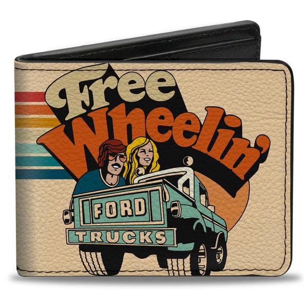 Buckle-Down Bi-Fold Wallet - Ford Trucks FREE WHEELIN Bronco Scene Beige/Multi Color