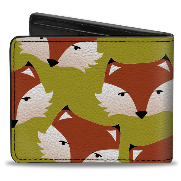 Buckle-Down Bi-Fold Wallet - Fox Face Scattered Warm Olive