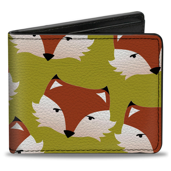 Buckle-Down Bi-Fold Wallet - Fox Face Scattered Warm Olive