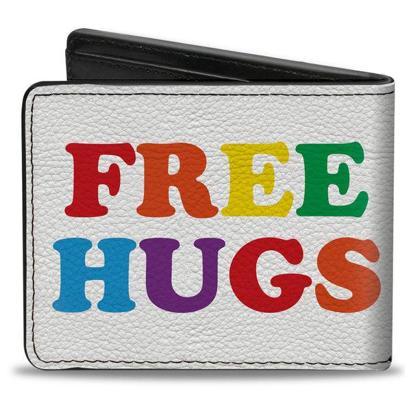 Buckle-Down Bi-Fold Wallet - FREE HUGS White Multi Color