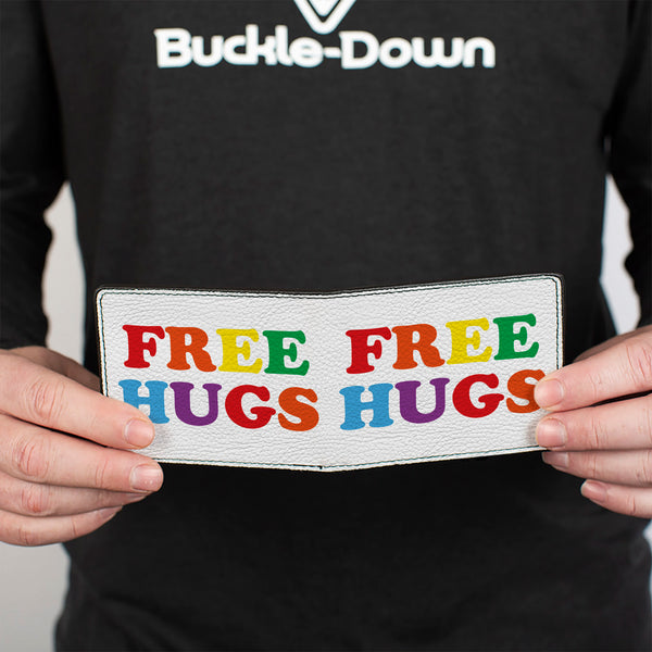 Buckle-Down Bi-Fold Wallet - FREE HUGS White Multi Color