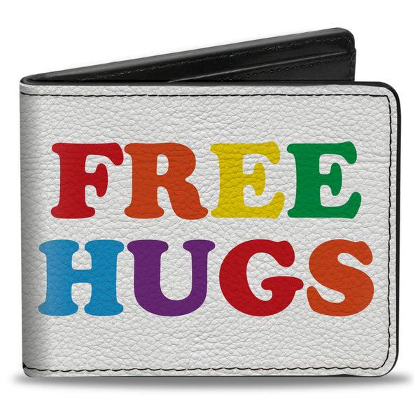 Buckle-Down Bi-Fold Wallet - FREE HUGS White Multi Color