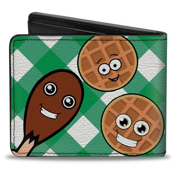 Buckle-Down Bi-Fold Wallet - Fried Chicken & Waffles Plaid White Green