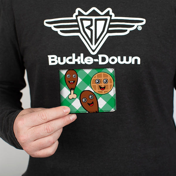 Buckle-Down Bi-Fold Wallet - Fried Chicken & Waffles Plaid White Green