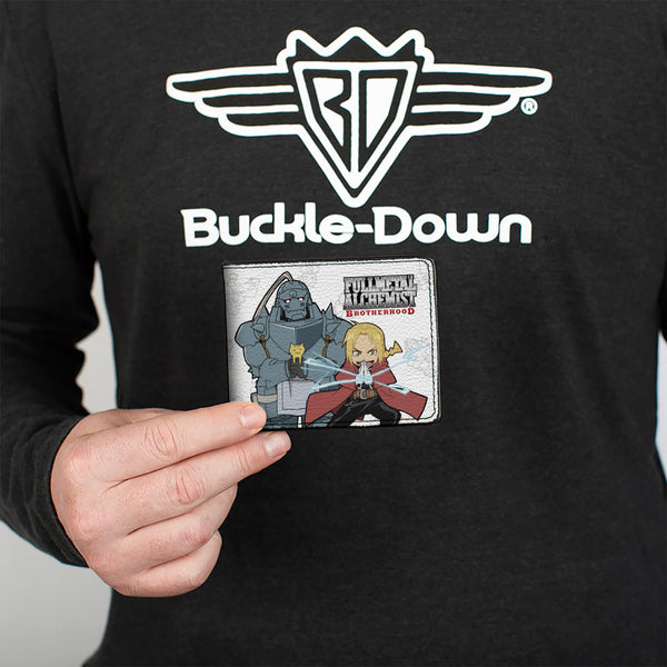 Buckle-Down Bi-Fold Wallet - FULLMETAL ALCHEMIST BROTHERHOOD Chibi Elric Brothers Pose White