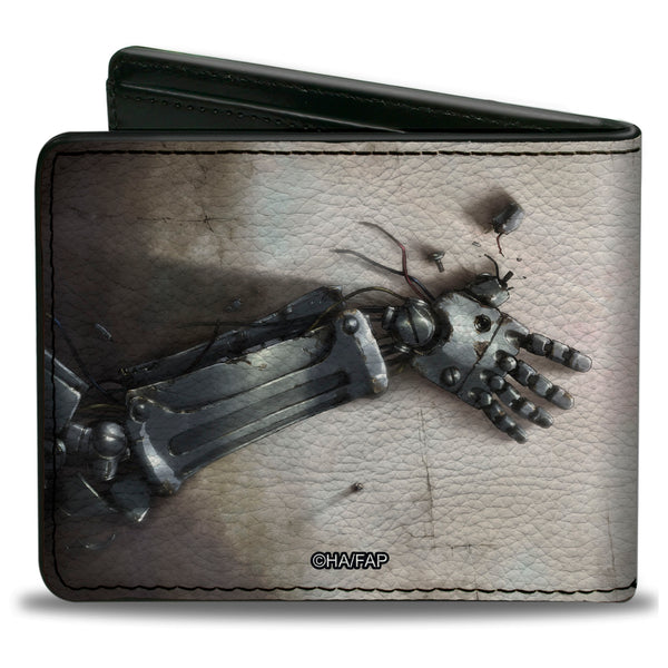 Buckle-Down Bi-Fold Wallet - FULLMETAL ALCHEMIST BROTHERHOOD Edward Elric's Automail Arm And Title Logo Beige