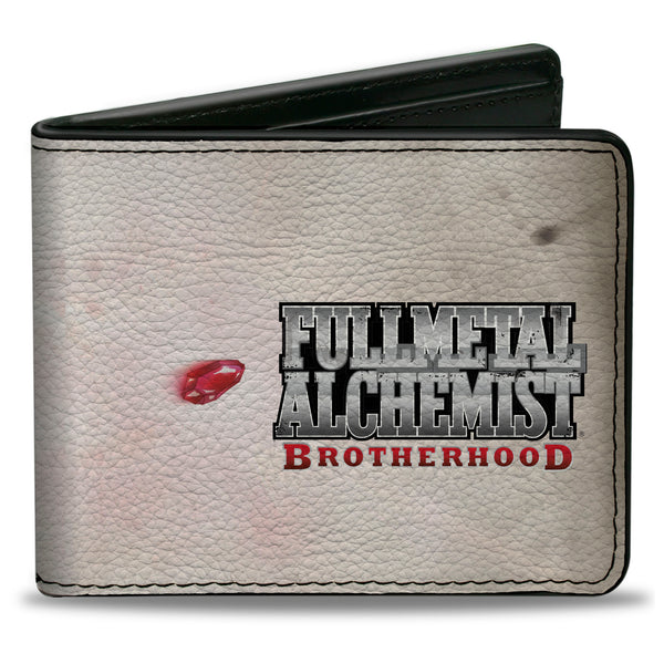 Buckle-Down Bi-Fold Wallet - FULLMETAL ALCHEMIST BROTHERHOOD Edward Elric's Automail Arm and Title Logo Beige