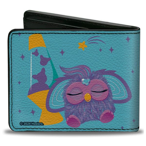 Buckle-Down Bi-Fold Wallet - Furby Purple And Orange Furby CHILL TIME Pose Blue/Purple