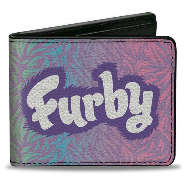 Buckle-Down Bi-Fold Wallet - FURBY Title Logo Fur Print Multi Color/Purple/White