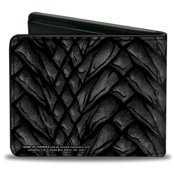 Buckle-Down Bi-Fold Wallet - GAME OF THRONES Logo Dragon Scales Black/Grays