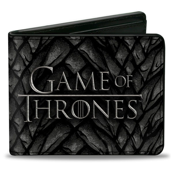 Buckle-Down Bi-Fold Wallet - GAME OF THRONES Logo Dragon Scales Black/Grays