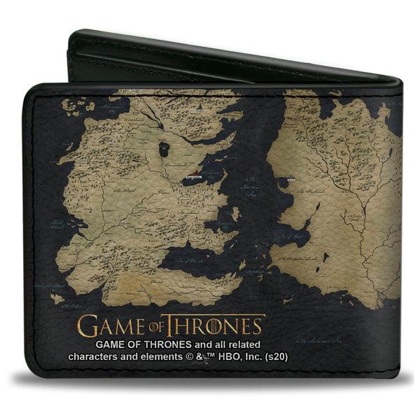 Buckle-Down Bi-Fold Wallet - GAME OF THRONES World Map Westeros And Essos Grays Tan