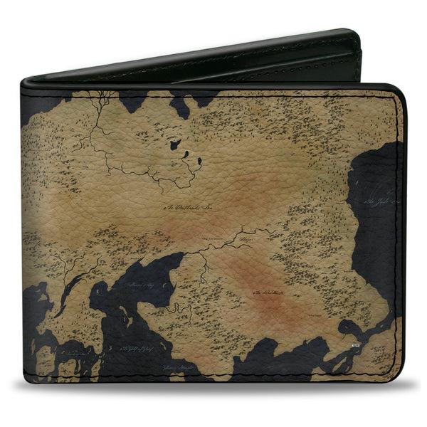 Buckle-Down Bi-Fold Wallet - GAME OF THRONES World Map Westeros and Essos Grays Tan
