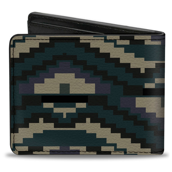Buckle-Down Bi-Fold Wallet - Geometric Chevron Gray Blue Purple