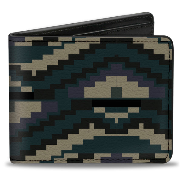 Buckle-Down Bi-Fold Wallet - Geometric Chevron Gray Blue Purple