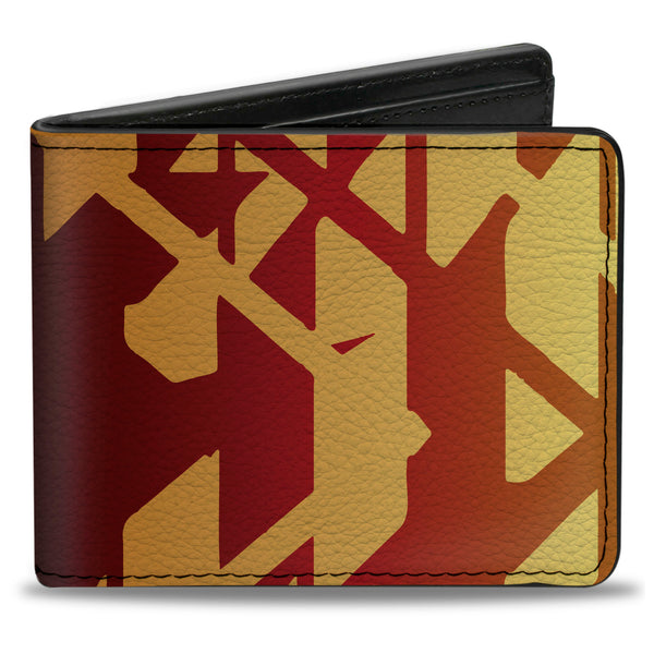 Buckle-Down Bi-Fold Wallet - Geometric Transition Blues Reds Orange Yellows