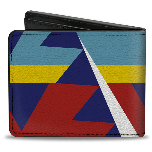 Buckle-Down Bi-Fold Wallet - Geometric Triangles Stripe Red White Blues Yellow