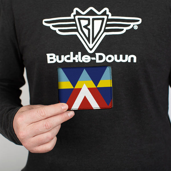 Buckle-Down Bi-Fold Wallet - Geometric Triangles Stripe Red White Blues Yellow
