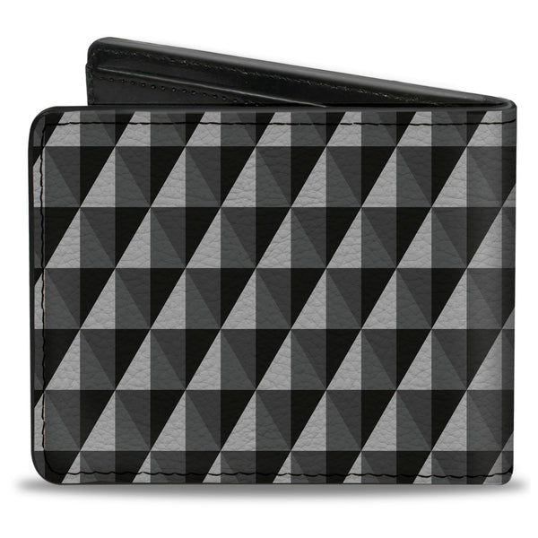 Buckle-Down Bi-Fold Wallet - Geometric Triangles Tonal Grays