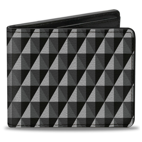 Buckle-Down Bi-Fold Wallet - Geometric Triangles Tonal Grays