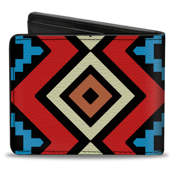 Buckle-Down Bi-Fold Wallet - Geometric1 Black Red Tan Brown Baby Blue