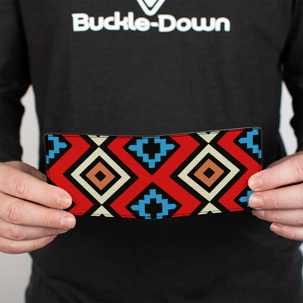 Buckle-Down Bi-Fold Wallet - Geometric1 Black Red Tan Brown Baby Blue