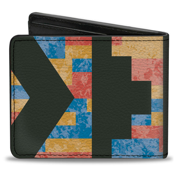 Buckle-Down Bi-Fold Wallet - Geometric8 Charcoal Orange Gold Blue