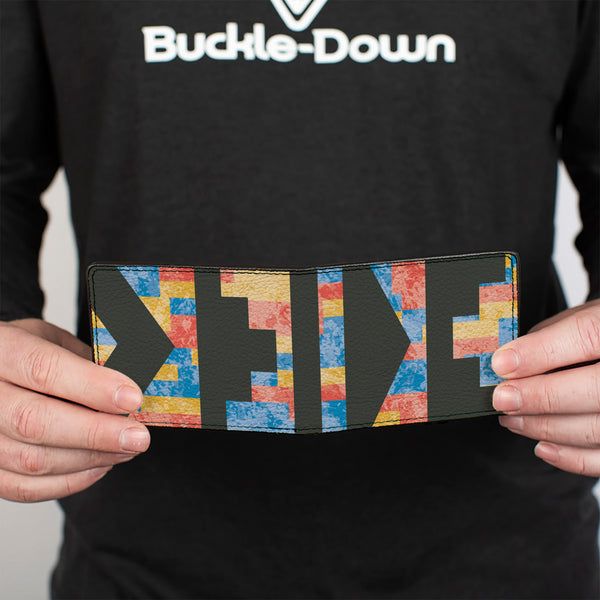 Buckle-Down Bi-Fold Wallet - Geometric8 Charcoal Orange Gold Blue