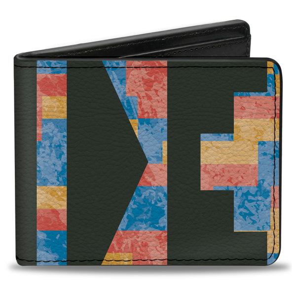 Buckle-Down Bi-Fold Wallet - Geometric8 Charcoal Orange Gold Blue