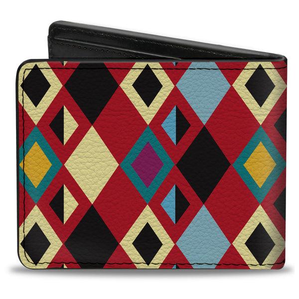 Buckle-Down Bi-Fold Wallet - Geometric9 Black Red Turquoise Ivory