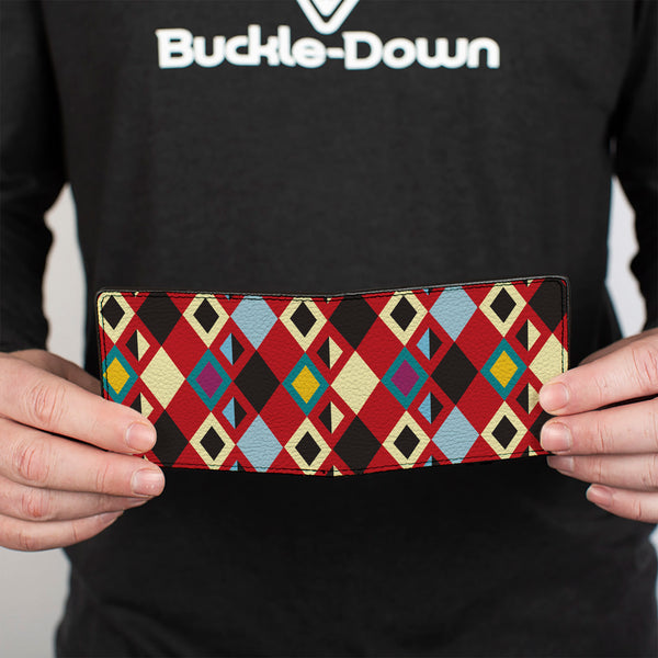 Buckle-Down Bi-Fold Wallet - Geometric9 Black Red Turquoise Ivory