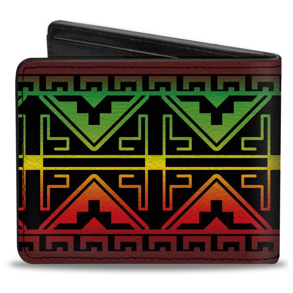 Buckle-Down Bi-Fold Wallet - Geomteric2 Black Red Yellow Green