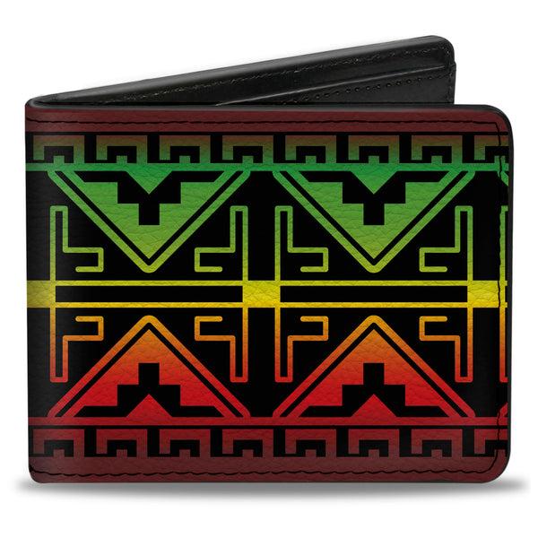 Buckle-Down Bi-Fold Wallet - Geomteric2 Black Red Yellow Green