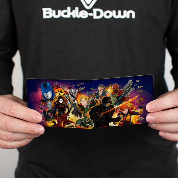 Buckle-Down Bi-Fold Wallet - GI Joe Universe Agents Explosion Group Pose Blue