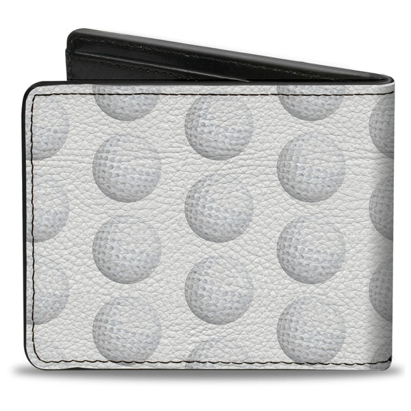 Buckle-Down Bi-Fold Wallet - Golf Ball Dimples Whites