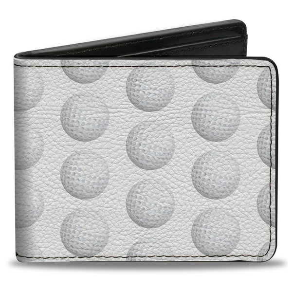 Buckle-Down Bi-Fold Wallet - Golf Ball Dimples Whites