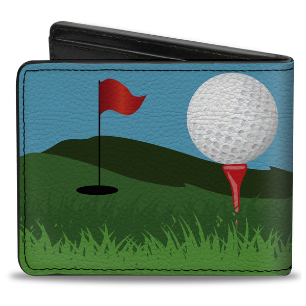 Buckle-Down Bi-Fold Wallet - Golf Course Balls Holes Blues Greens