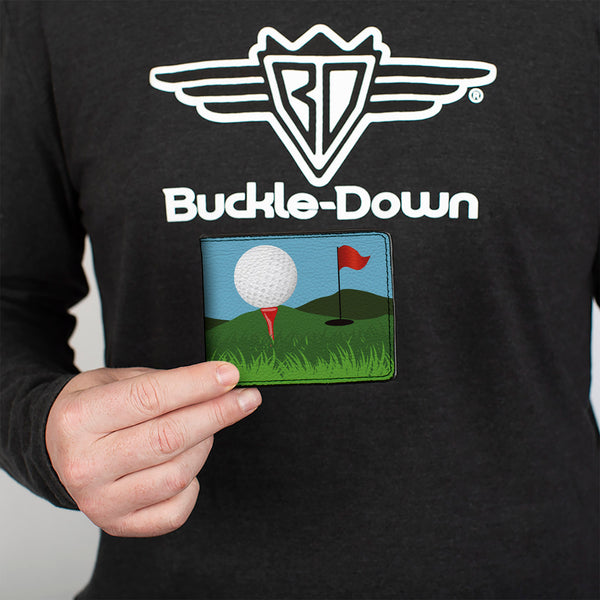 Buckle-Down Bi-Fold Wallet - Golf Course Balls Holes Blues Greens