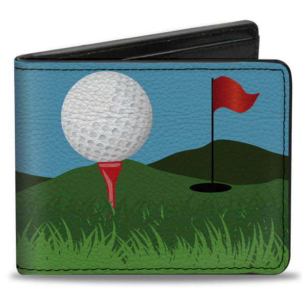 Buckle-Down Bi-Fold Wallet - Golf Course Balls Holes Blues Greens