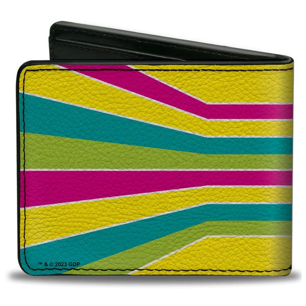 Buckle-Down Bi-Fold Wallet - GRATEFUL DEAD Dancing Bear Icon Stripe Yellow/Multi Color/Black