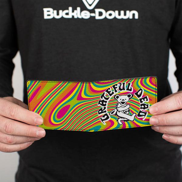 Buckle-Down Bi-Fold Wallet - GRATEFUL DEAD Dancing Bear Icon Swirl Multi Color/White/Black