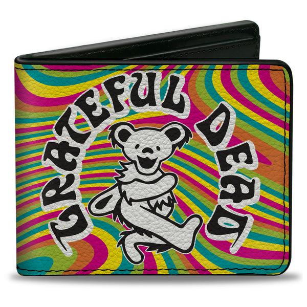 Buckle-Down Bi-Fold Wallet - GRATEFUL DEAD Dancing Bear Icon Swirl Multi Color/White/Black
