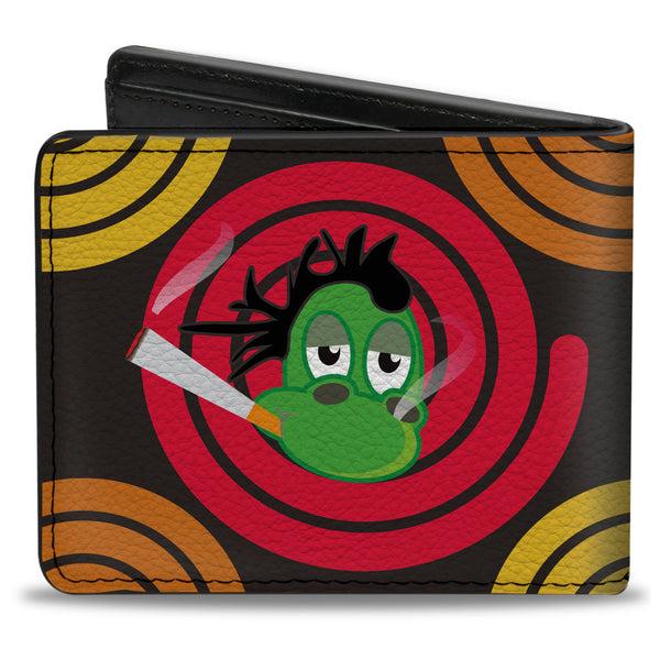 Buckle-Down Bi-Fold Wallet - Green Dragons Smoking Purple