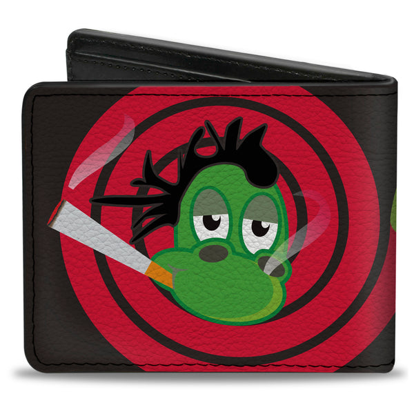 Buckle-Down Bi-Fold Wallet - Green & Red Dragons Smoking Gray
